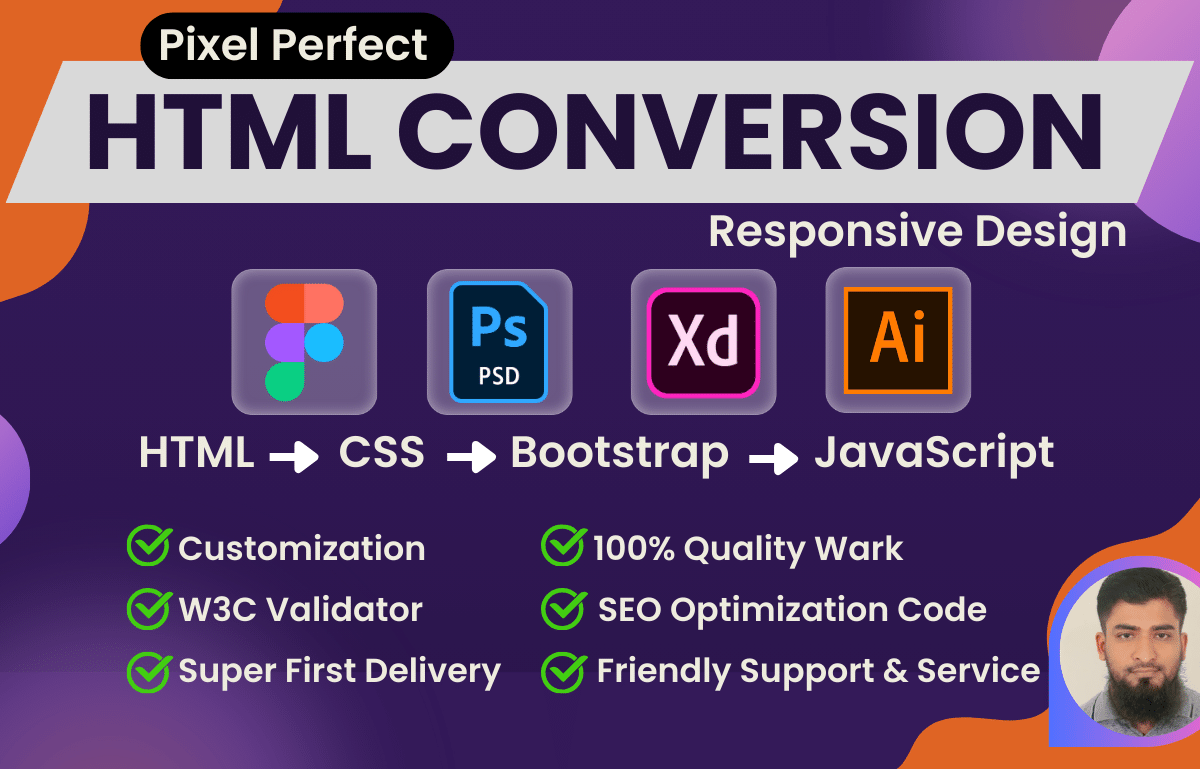 Convert xd to html figma to html css responsive website